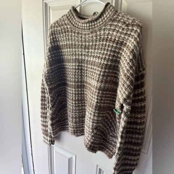 Rails Echo Chunky Roll Neck Pullover Sweater in Brown Striped Womens Size XS - Picture 6 of 10